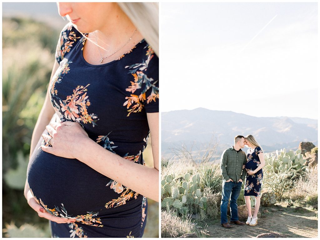 arizona light and airy maternity session on a mountain top in arizona