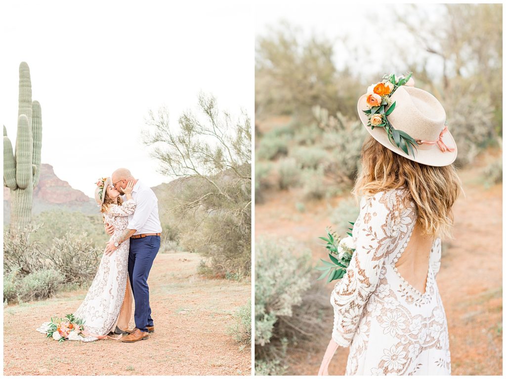Desert Love Elopement Inspiration Mesa Arizona, Styled Shoot, Desert Green, Orange, Peach, Earth Tones, Arizona Weddings, Looks like Film