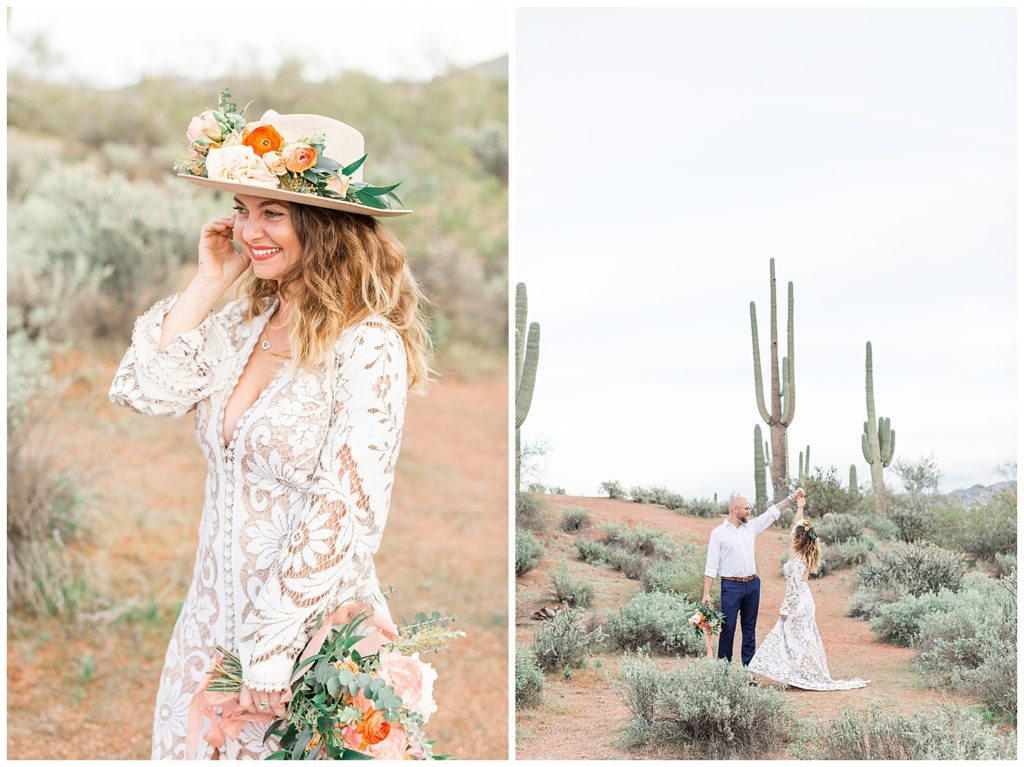 Desert Love Elopement Inspiration Mesa Arizona, Styled Shoot, Desert Green, Orange, Peach, Earth Tones, Arizona Weddings and Elopement Photography