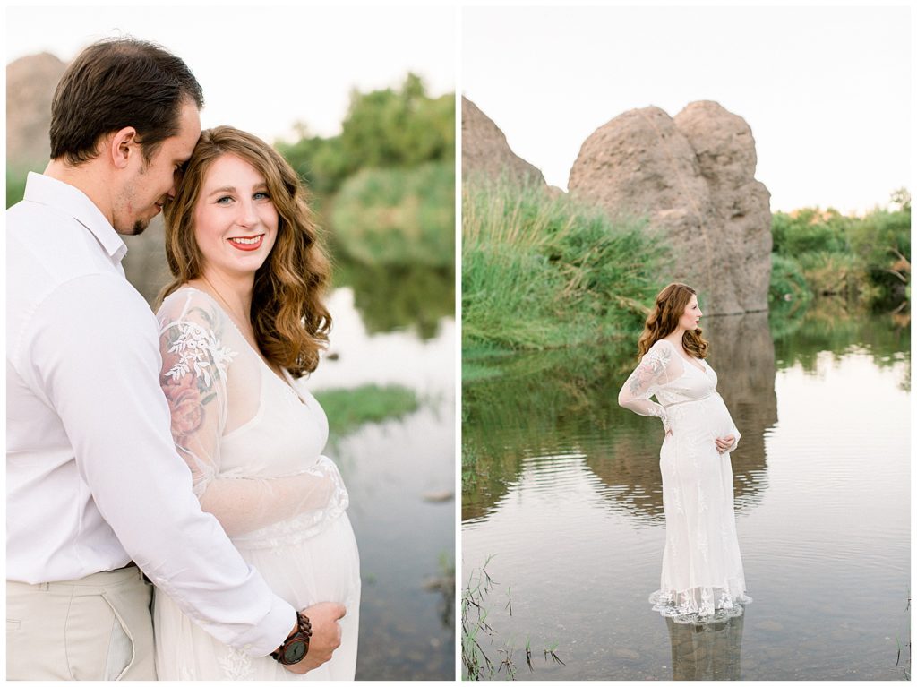 Soft and Romantic River side Maternity Session in Scottsdale Arizona