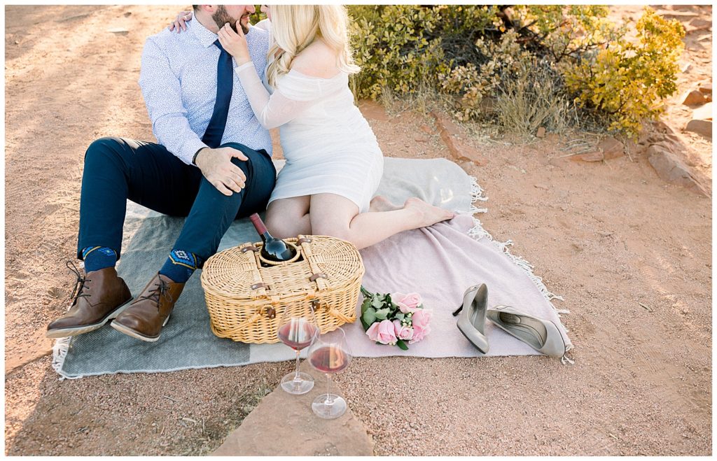 Sedona Arizona Engagement Session with romantic picnic