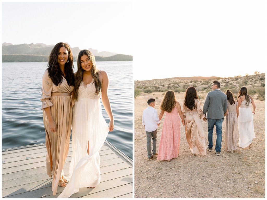 mixing neutrals for family photos in the desert and lakeside in arizona
