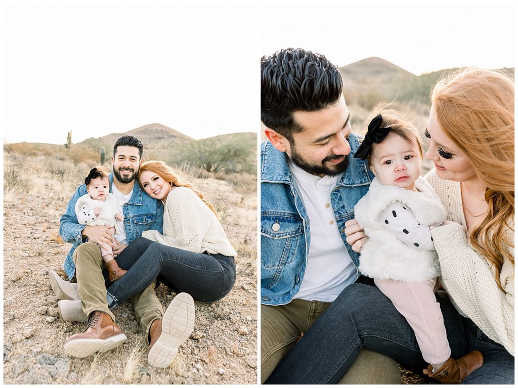 snuggly and sweet family session at sunrise in the desert