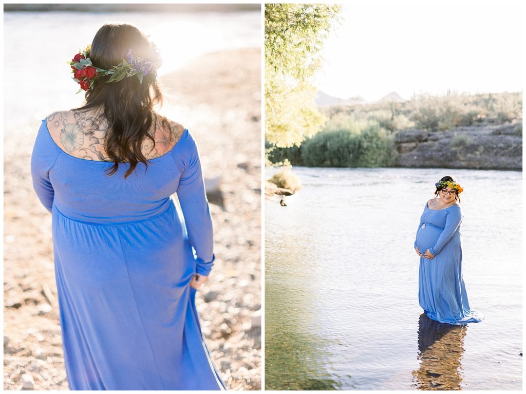 a maternity session in scottsdale arizona on the river