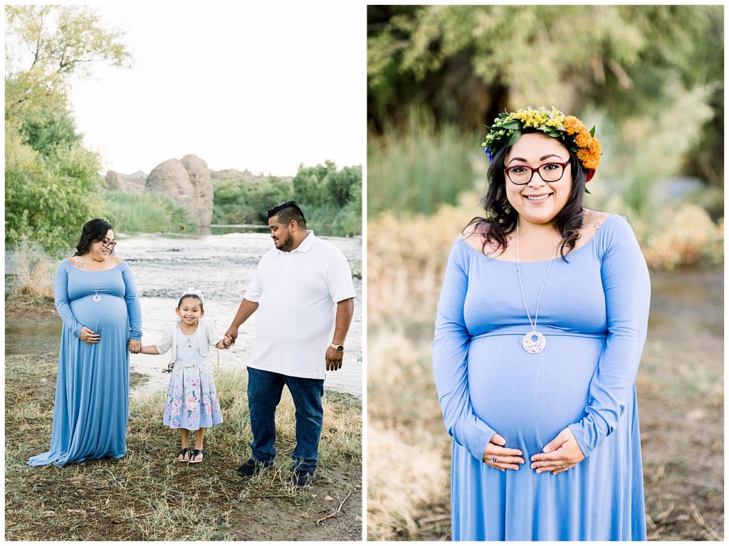 a scottsdale arizona river side maternity session for rainbow baby