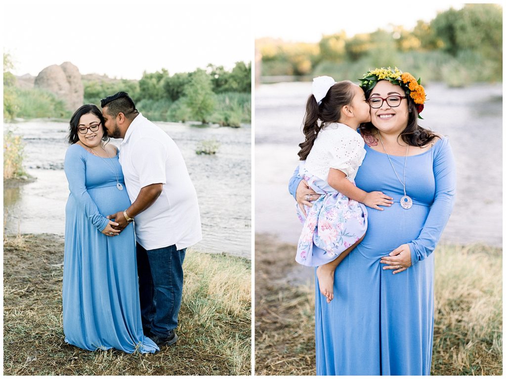 river side rainbow baby maternity session