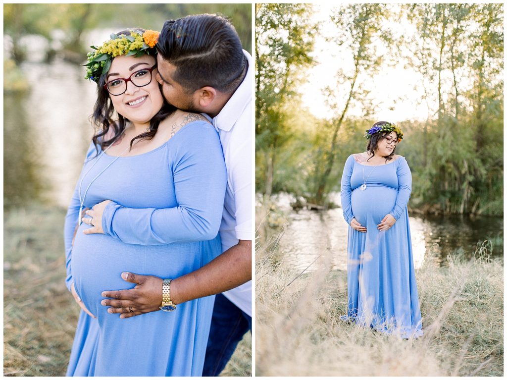 riverside maternity session for rainbow baby
