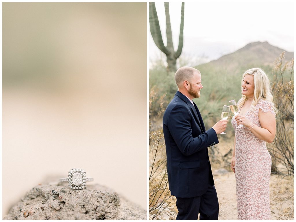 Engagement Session in Phoenix Arizona Desert, Champagne Toast