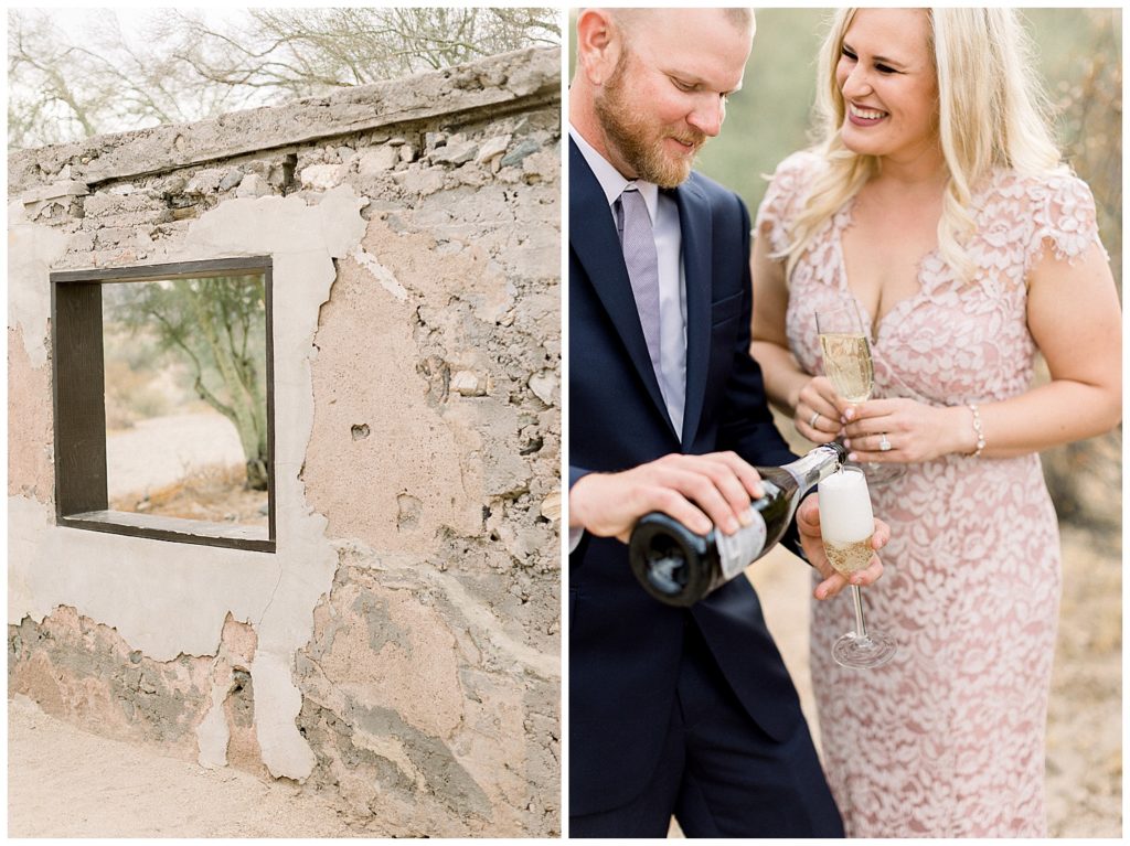 Scorpion Gulch, Romantic Engagement session with champagne toast celebration