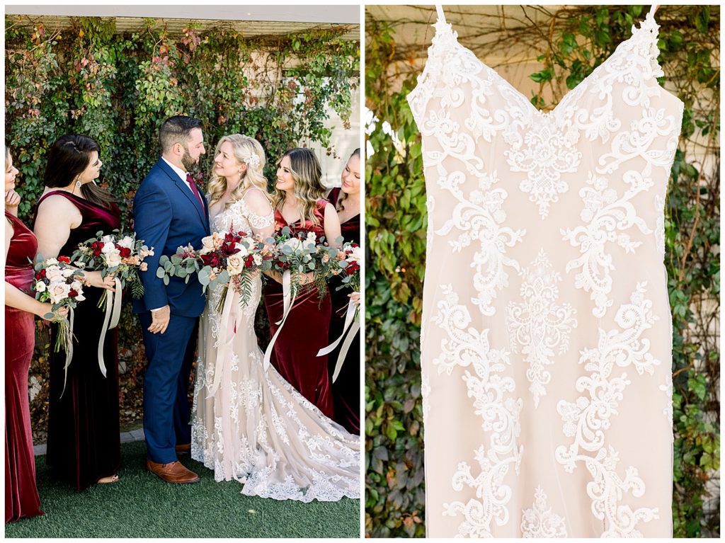 Bridal Party and Wedding Dress Details at Gather Estate, Arizona Elopement Photographer