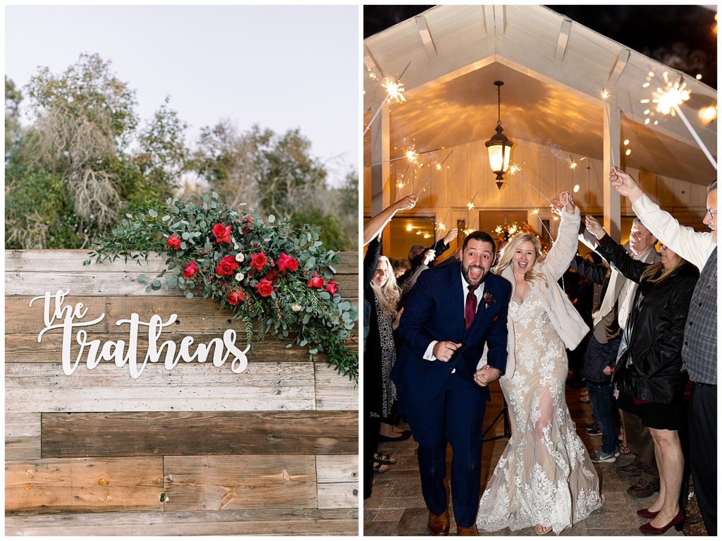 Sparkler Exit and Last Name Wedding Decor at Gather Estate, Arizona Elopement Photographer