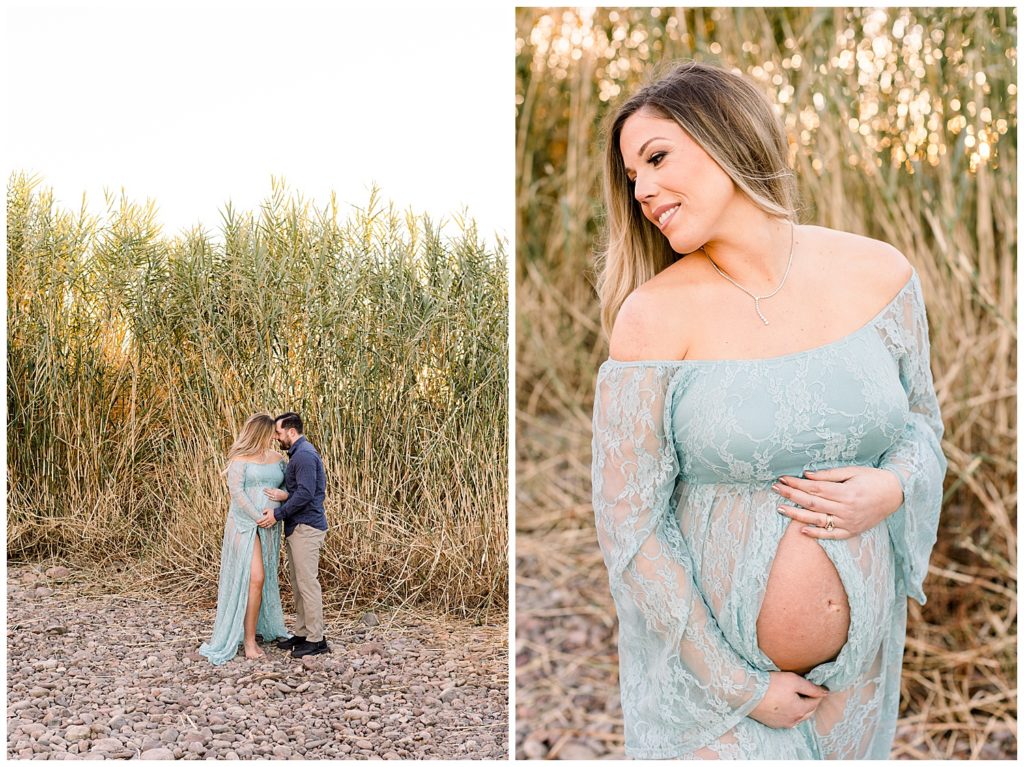 Salt River maternity photos in Pink Blush Maternity Dress, Arizona Maternity Photographer