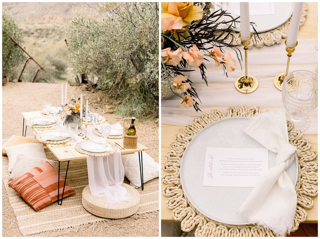 Elopement picnic with desert peach arizona