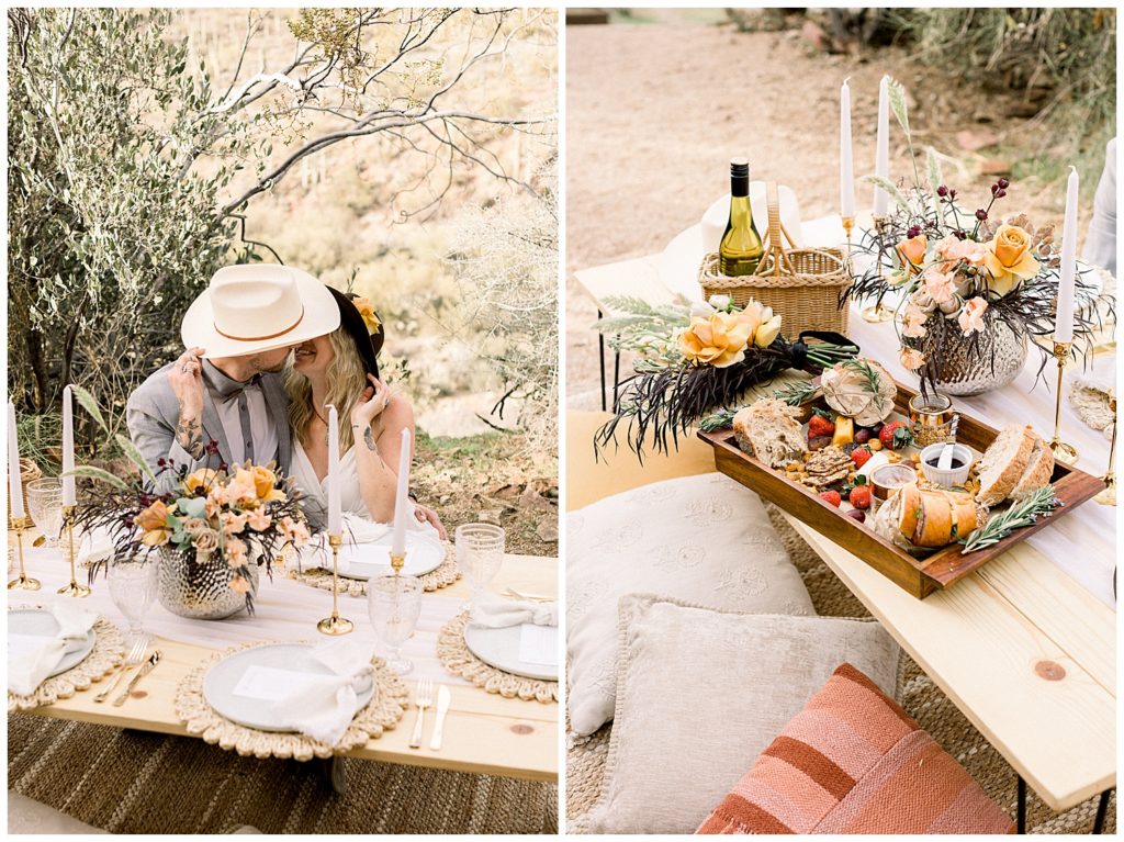 Elopement with Desert Peach arizona picnic