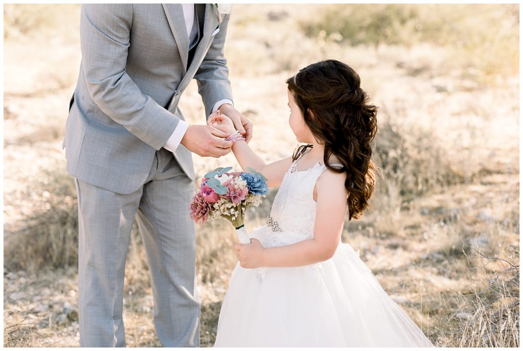 daddy daughter first look for desert elopement in arizona
