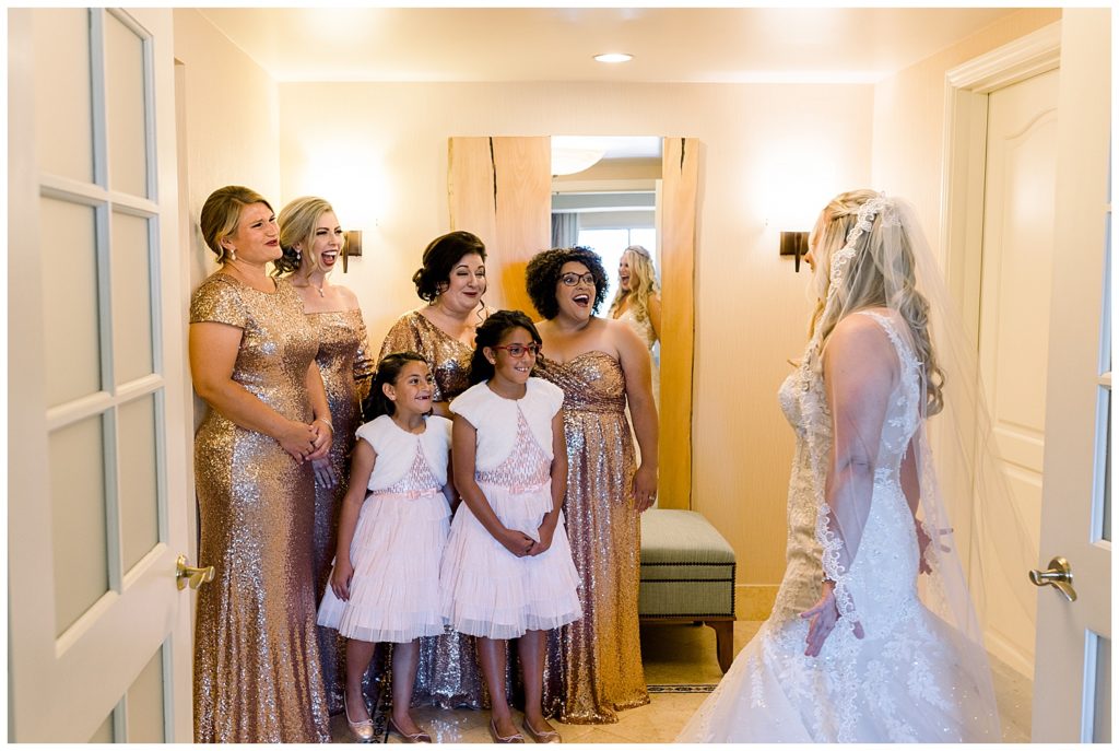 Bride Dress Reveal to Bridesmaids, JW Marriott Desert Ridge Wedding