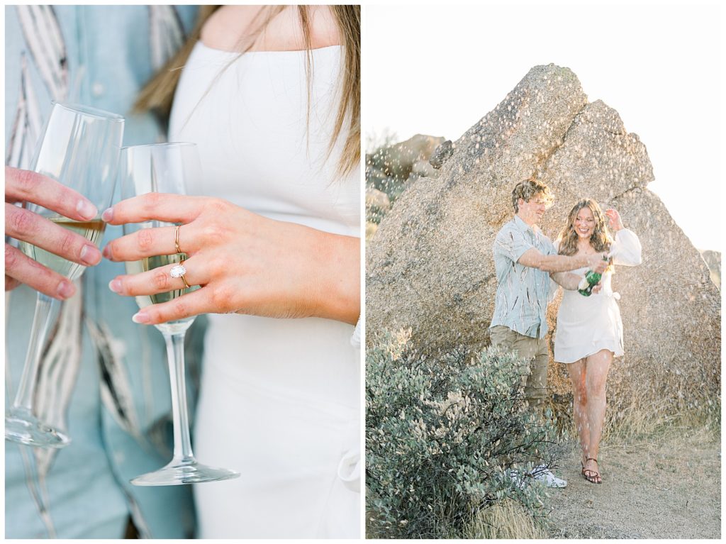 Scottsdale Arizona desert proposal, champagne toast