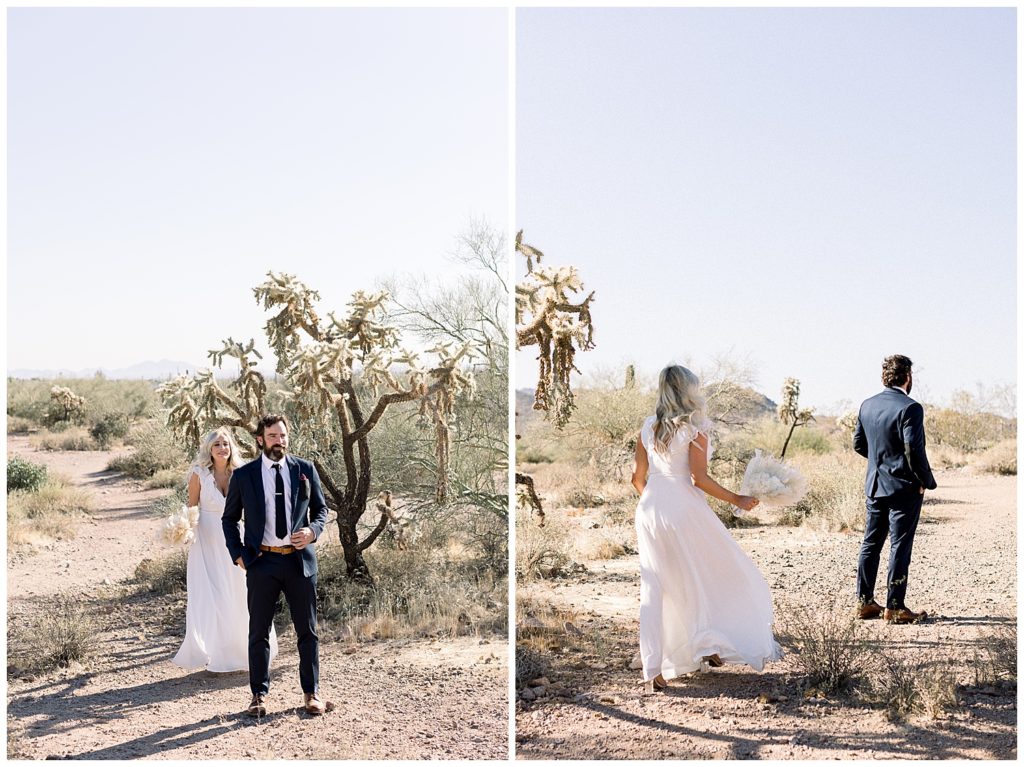First look at the superstition mountains for elopement