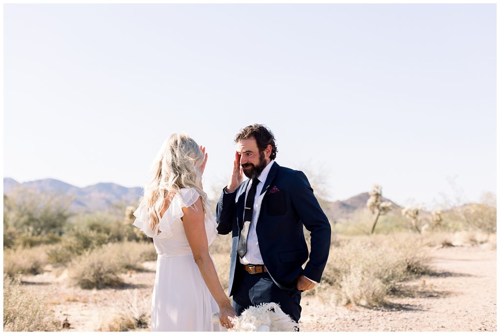 Superstition Mountain Elopement First Look emotions