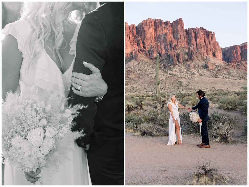 Sunset at the Superstition Mountains Elopement