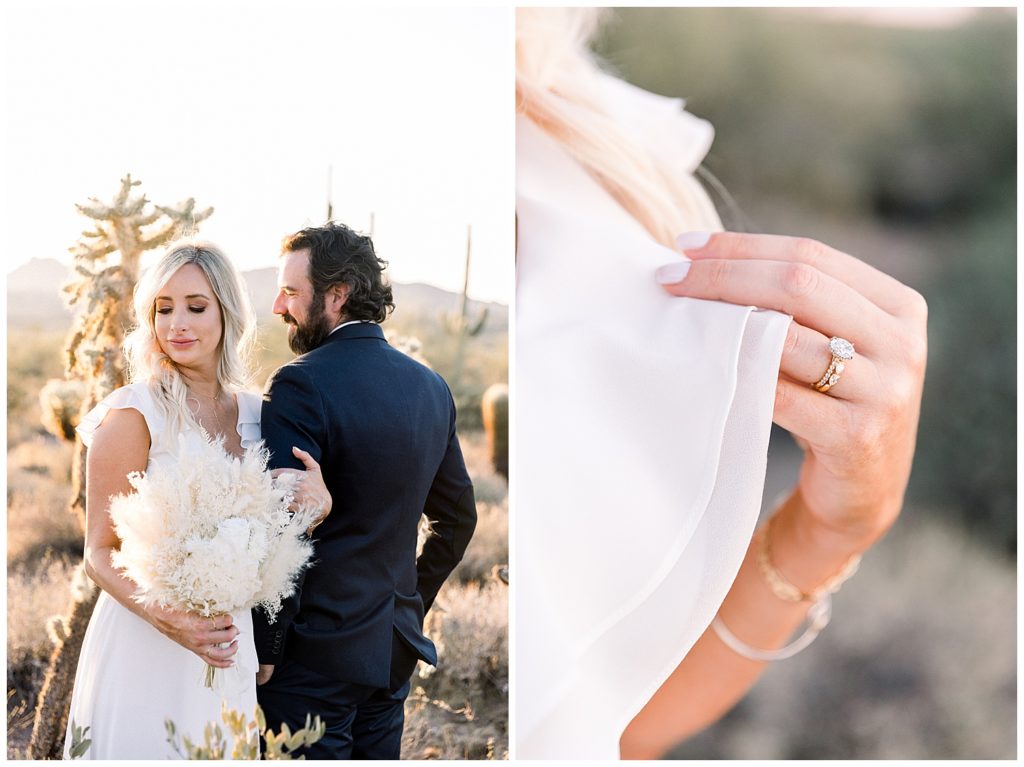 Golden hour at superstition mountains Elopement