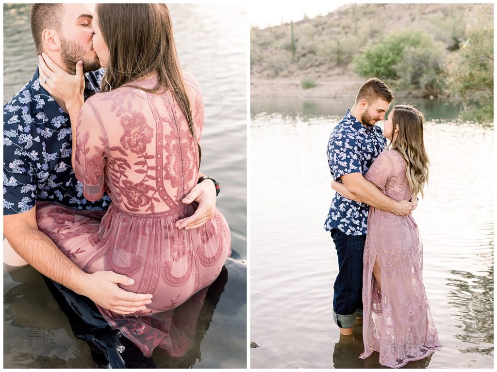 Flirty Romantic Lakeside Engagement Session, Arizona