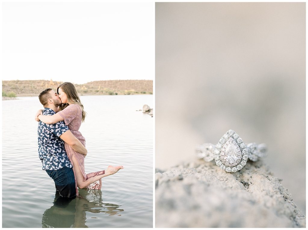 Engagement session In the water at Lake Pleasant