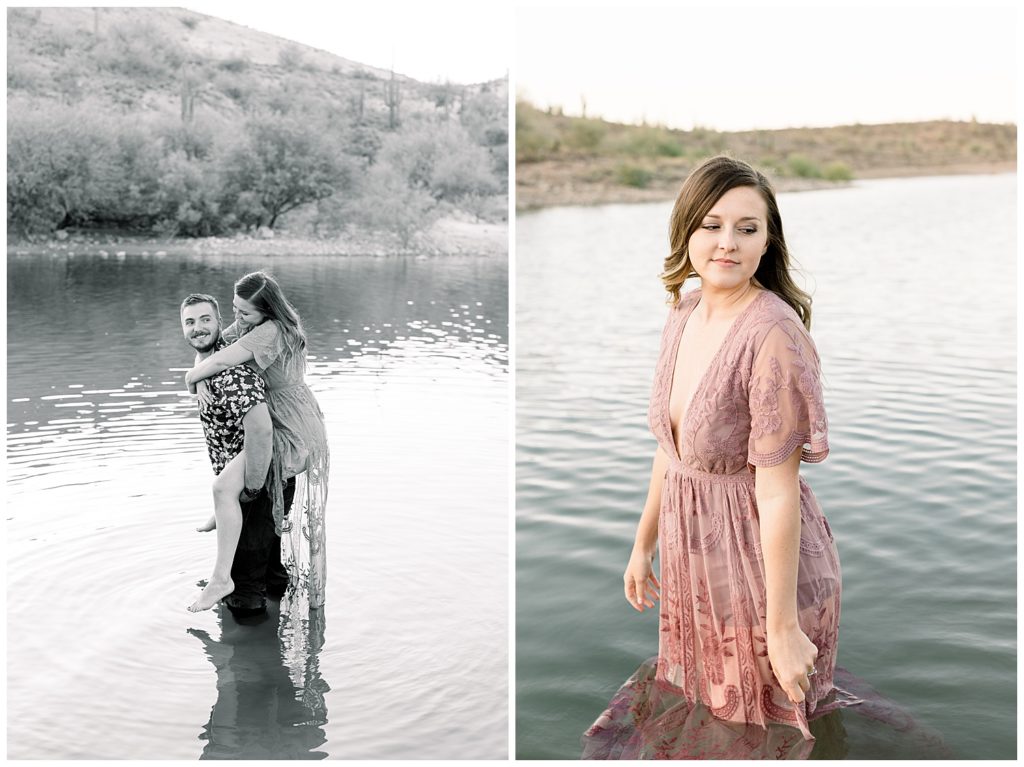 Lake Pleasant Engagement Session in the water