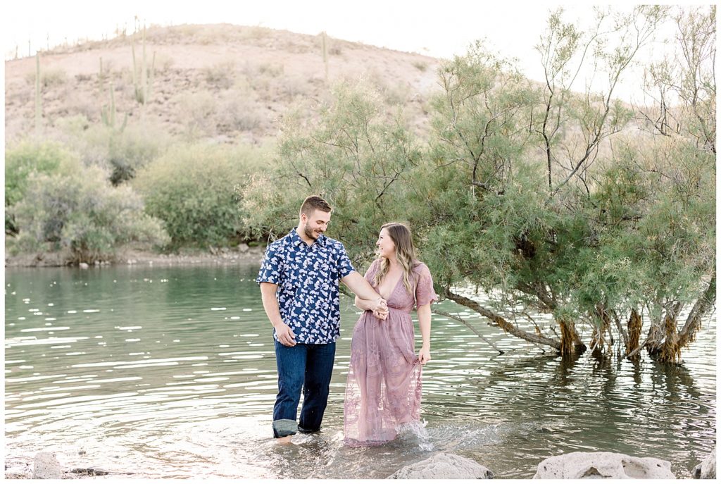 Engagement session in the water at Lake Pleasant, Arizona
