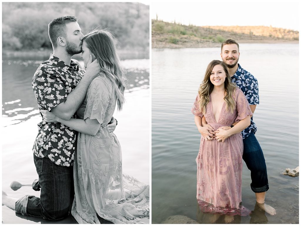 Engagement session in the water at Lake Pleasant, Arizona Engagement Photographer