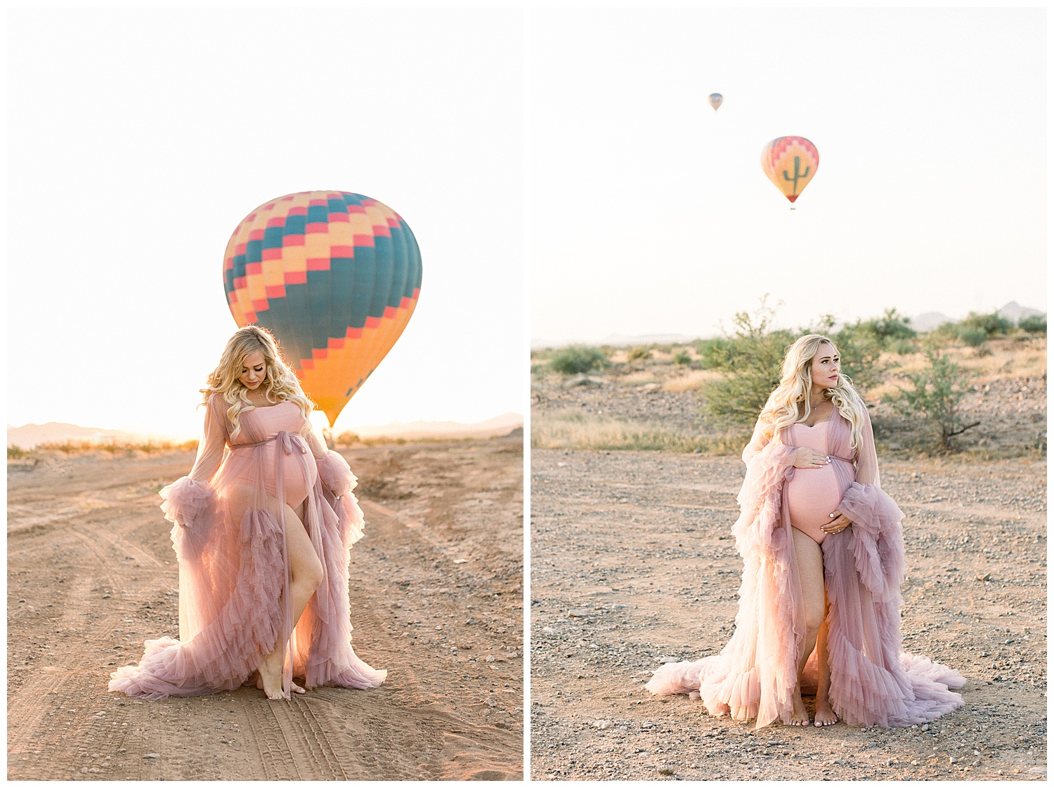 Desert Maternity Session in Phoenix Arizona, Hot Air Expeditions and Desert Gowns