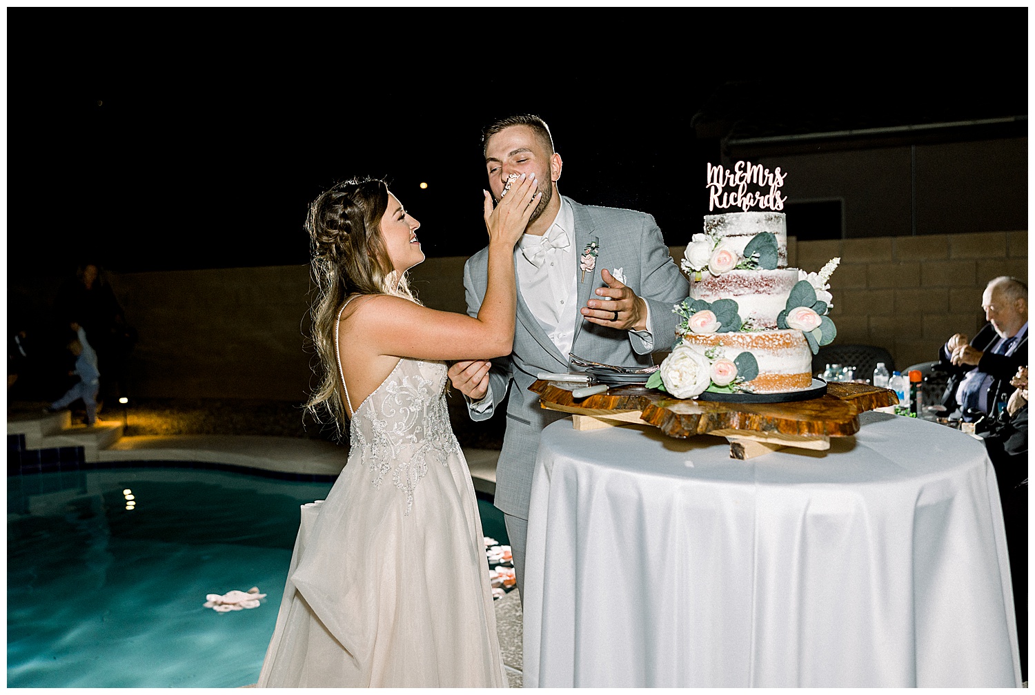 Estate Wedding in Arizona, Cake cutting and smash