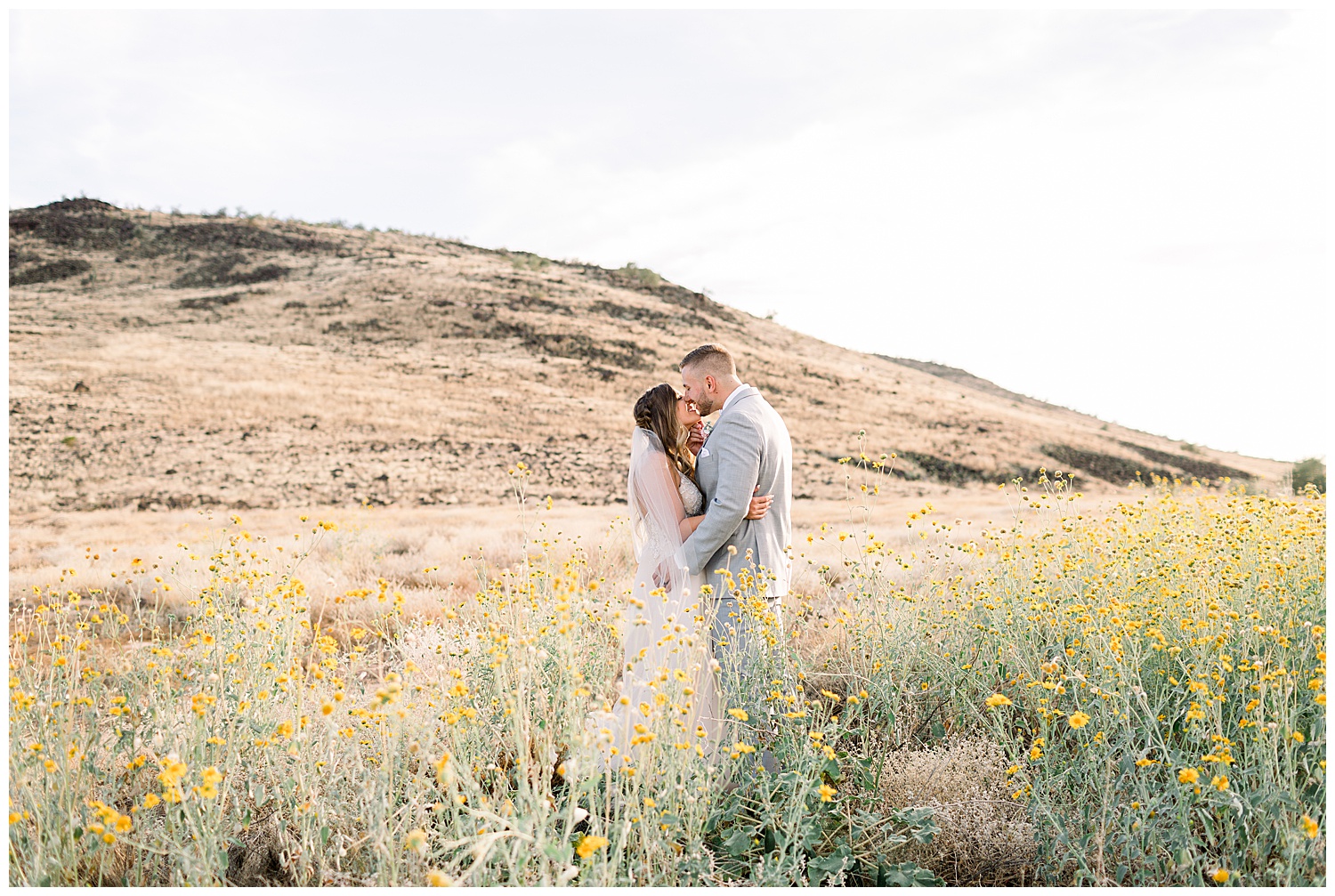 Intimate Desert Estate Wedding, Portraits with wildflowers