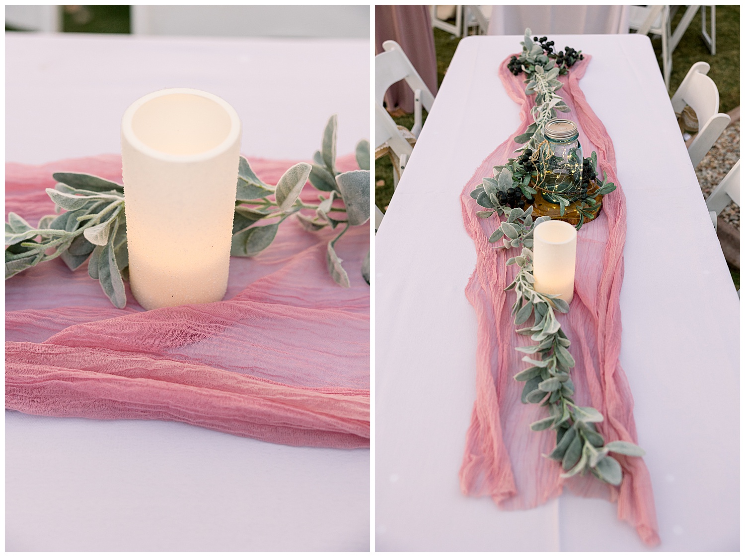 Blush and sage tablescape
