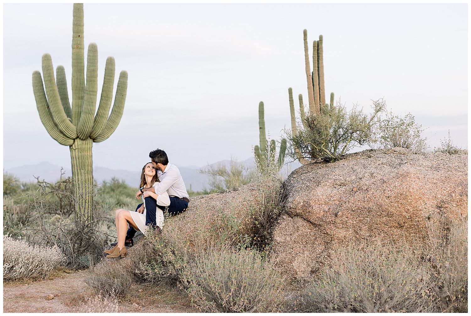 Engagement session in the boulders and saguaros of north Scottsdale