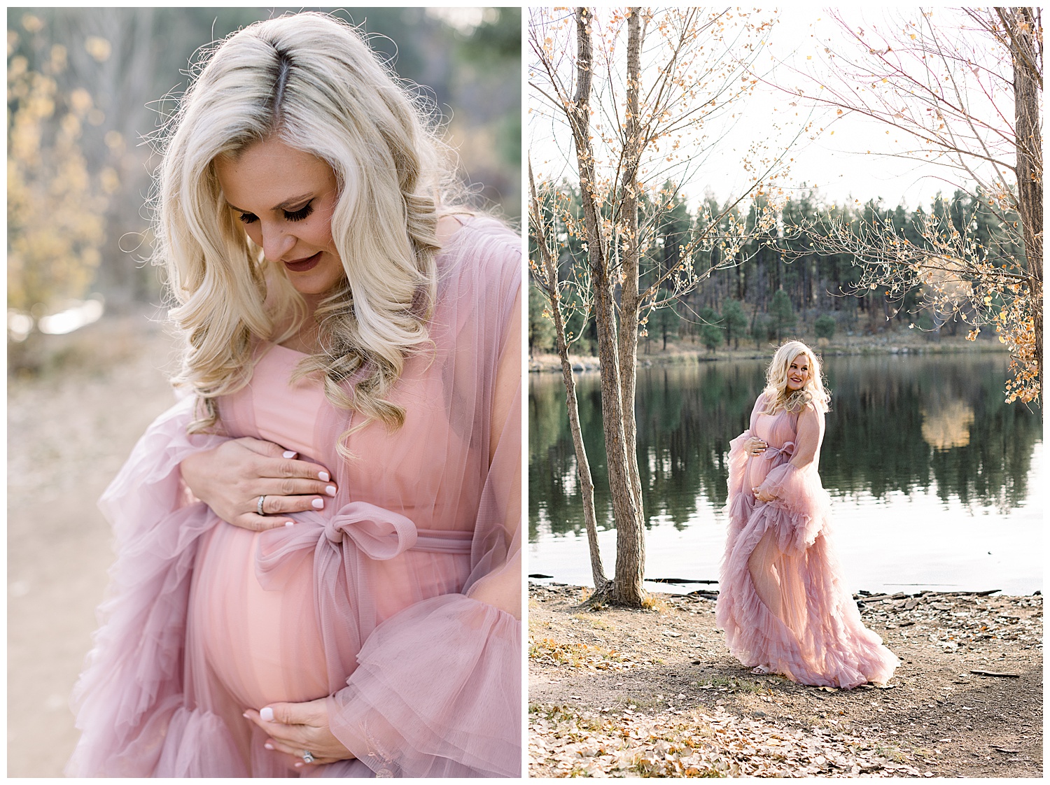 Prescott maternity session in blush desert gown robe