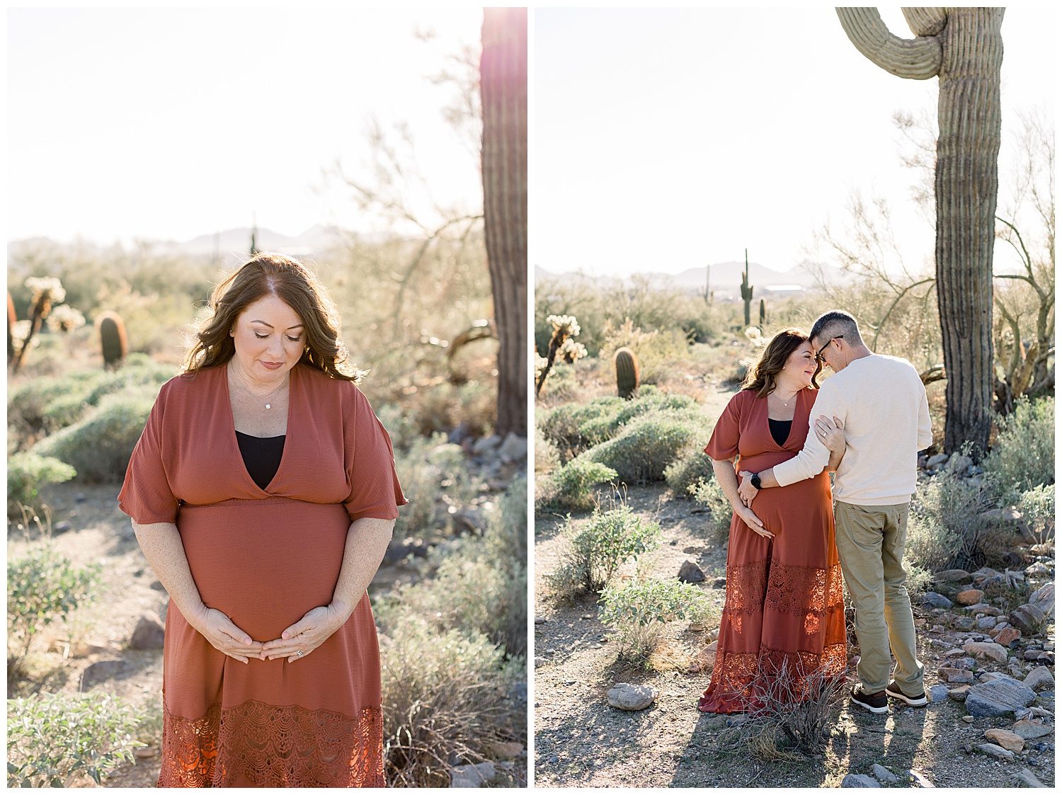 Rust and Neutral Color Palette for Scottsdale Desert Maternity Photos, Arizona Maternity Photographer