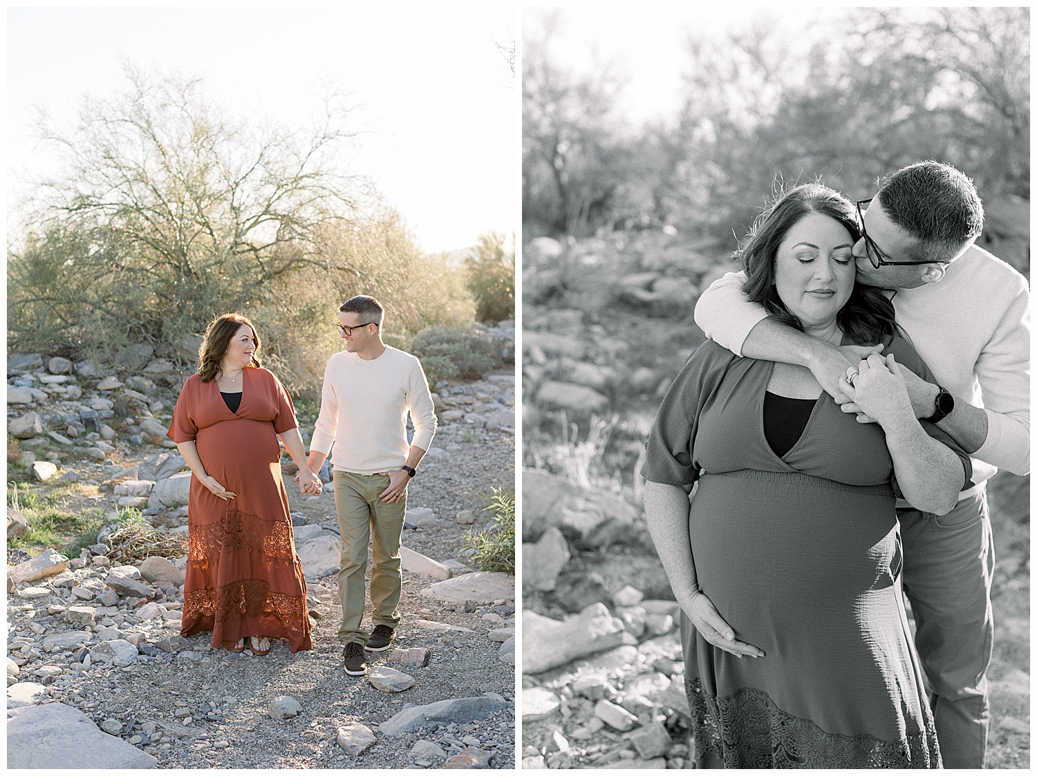 Desert Maternity Session in Scottsdale Arizona, Rust and Neutral Palette, Arizona Maternity Photographer