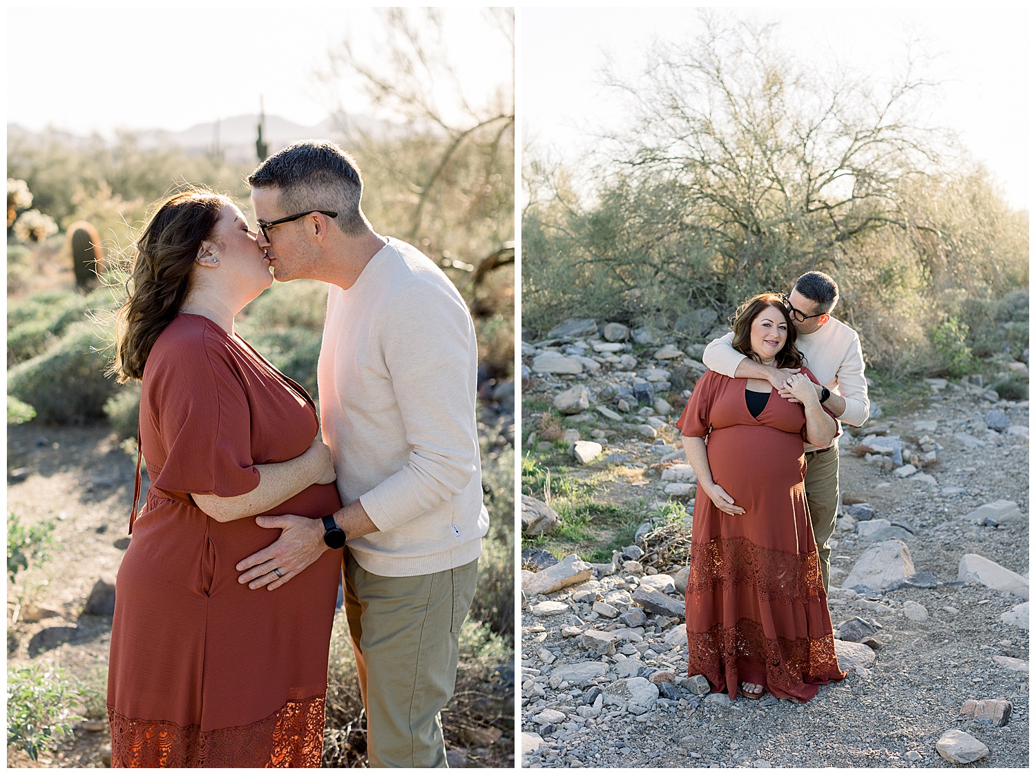 Scottsdale Arizona Maternity Photos in the Desert, Rust and Neutral Color Palette