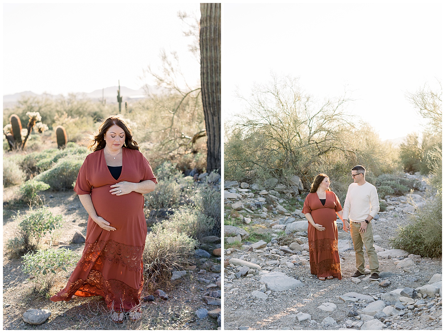 Warm and Loving Scottsdale Maternity Session, Desert Maternity photos, rust and neutrals