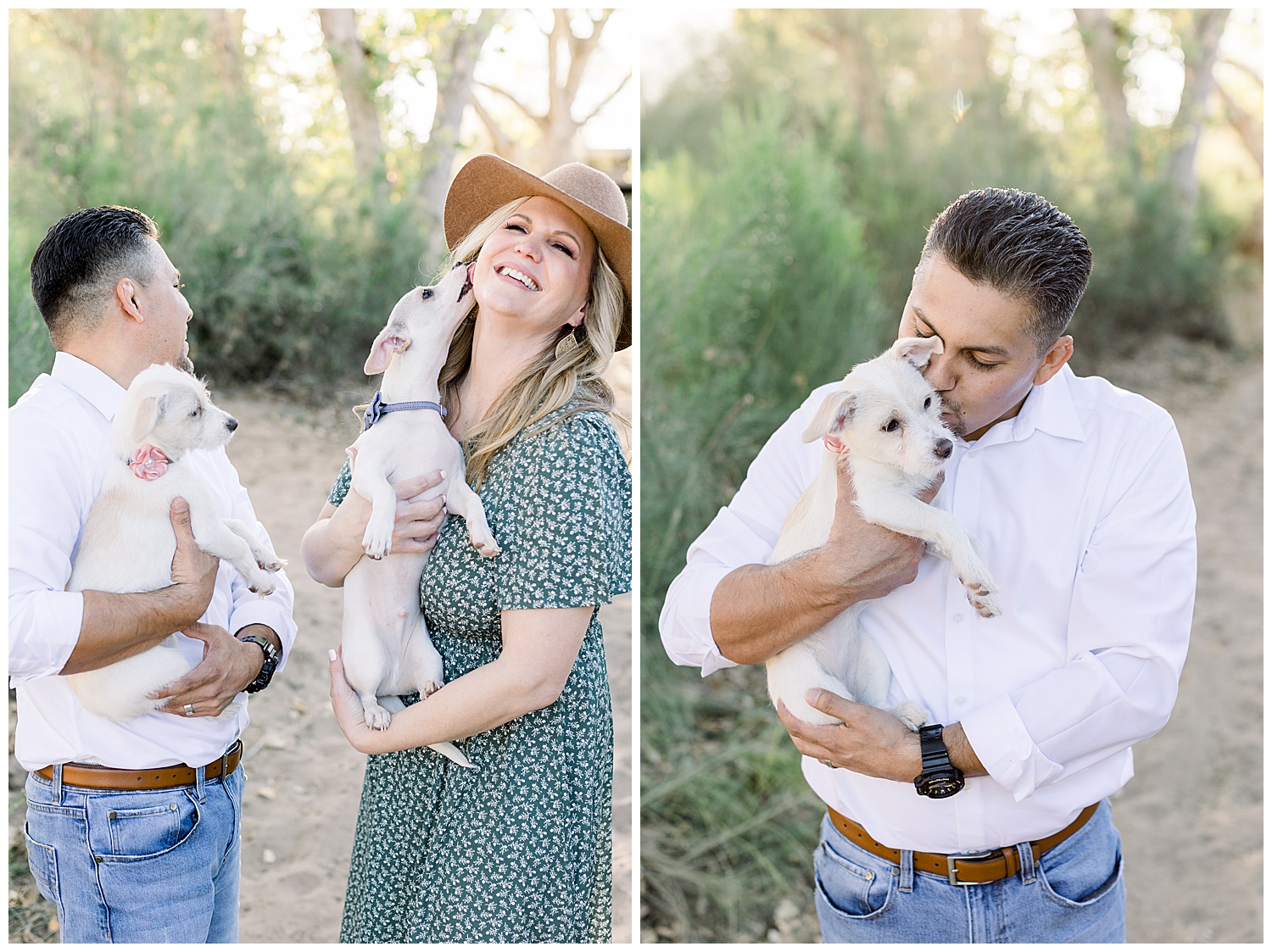 Joyful puppy love, a spring couples session in Arizona
