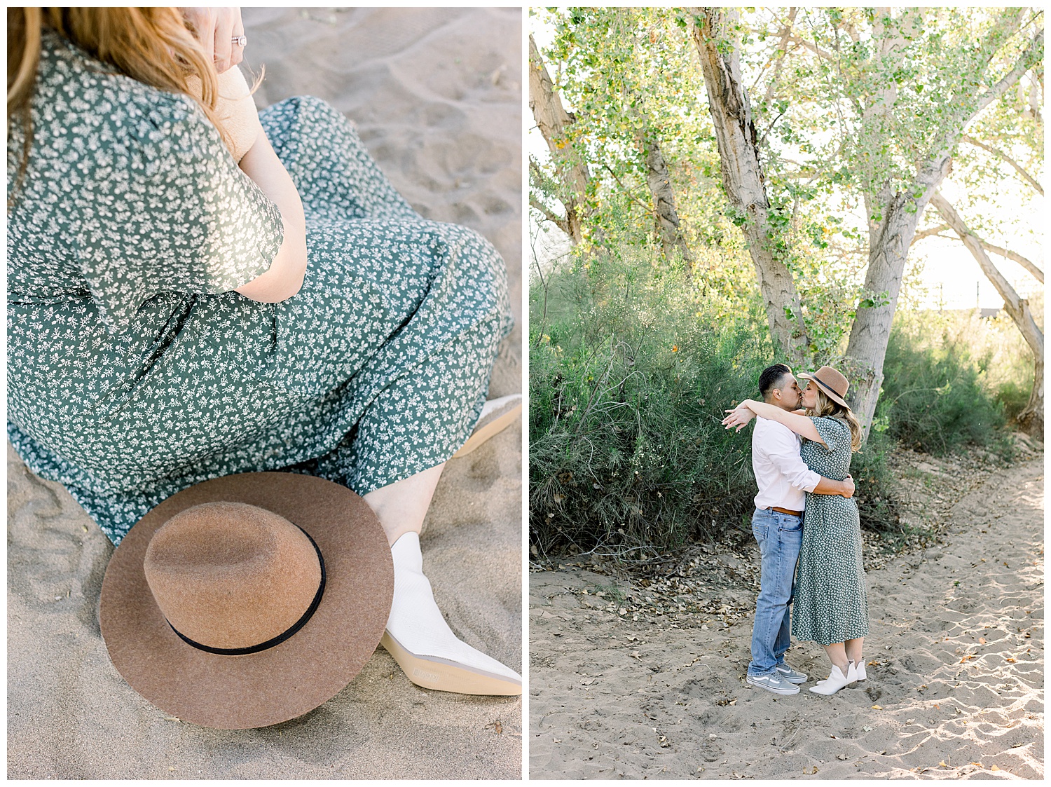 Couples session in Spring in Arizona with puppies