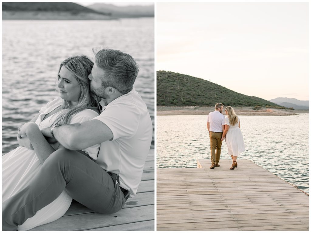 Engagement Session on the dock of the lake, in Peoria, Arizona