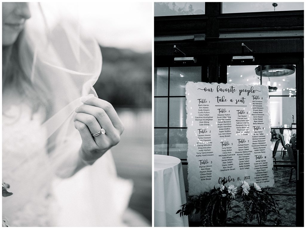 brides ring and veil photo and seating chart at L'Auberge de Sedona Wedding