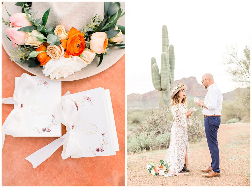 Desert Love Elopement Inspiration Mesa Arizona, Styled Shoot, Desert Green, Orange, Peach, Earth Tones, Arizona Weddings