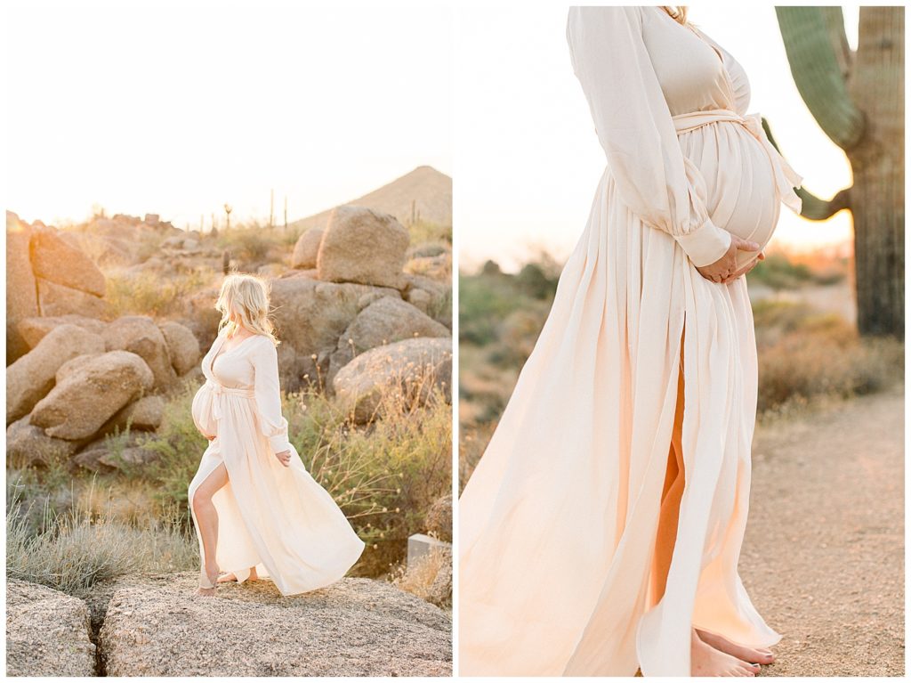 Soft Sunset Desert Maternity Session, Arizona Photographer