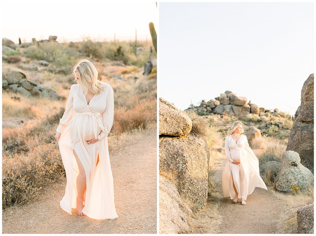 Soft Sunset in the Arizona Desert Maternity Session