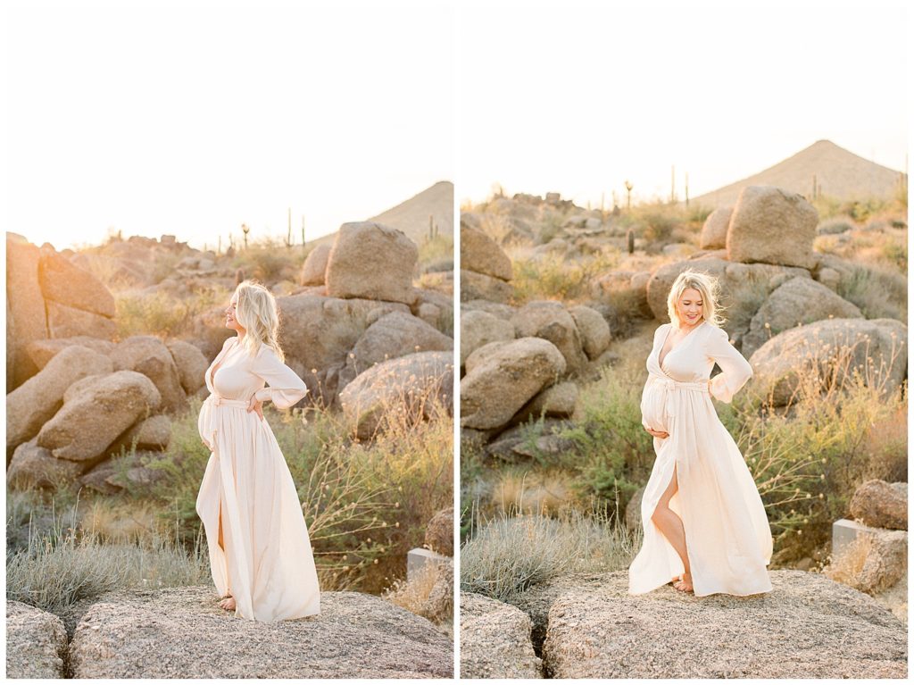 Arizona Desert, soft sunset maternity session