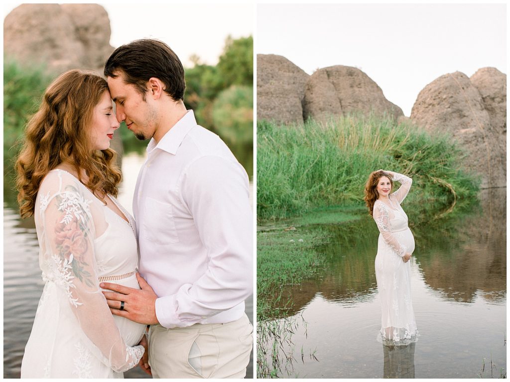 Romantic and Soft River Side Maternity Session, Arizona Maternity Session