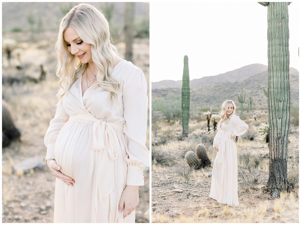Soft and Sweet Desert Maternity Session, Arizona Desert maternity session